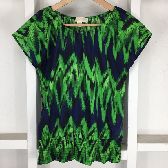 Michael Kors Tops - Michael Kors Vibrant Blue and Green Blouse